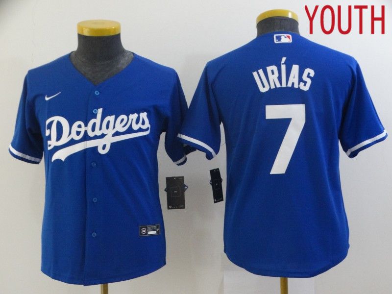 Youth Los Angeles Dodgers #7 Urias Blue Nike Game 2021 MLB Jersey